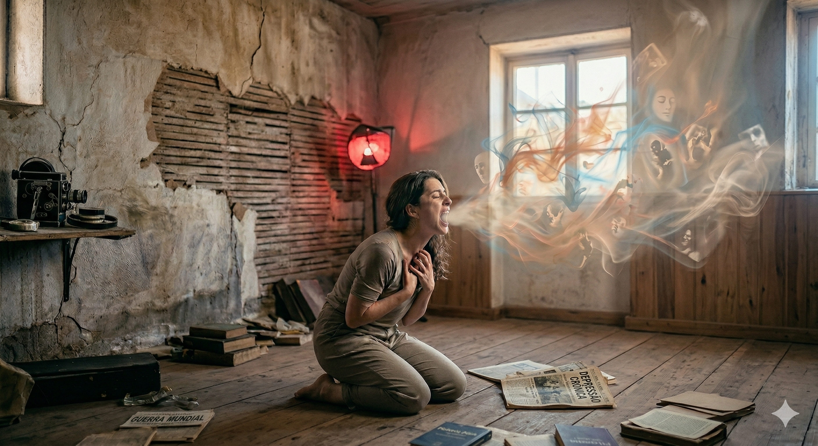 Mulher cercada por memórias e sensações